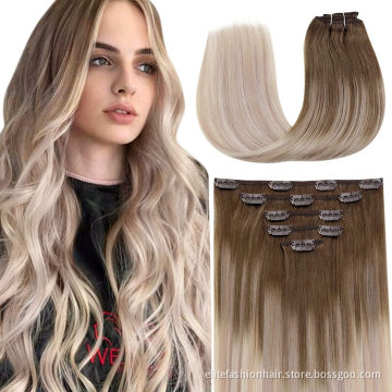 Double Weft 100% Clip in Human Hair Extensions 10A Remy European Hair Silky Straight Wave ALL Colors Clip In hair extensions